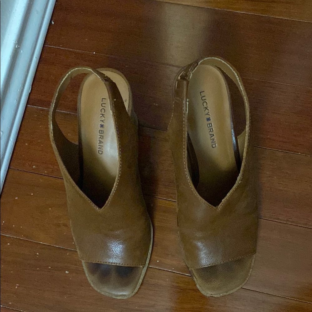 Lucky Brand Brown Leather Mules